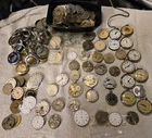 Huge Antique Lot Pocket Watches Cases Dials Movements Scrap Parts Elgin Waltham