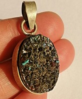 Beautiful Post Medieval Vintage Silvered Amulet With Rare Stone
