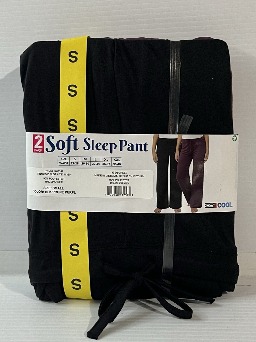 EM 32 Degrees Cool Ladies Soft Sleep Lounge Pant 2pk Black & Purple