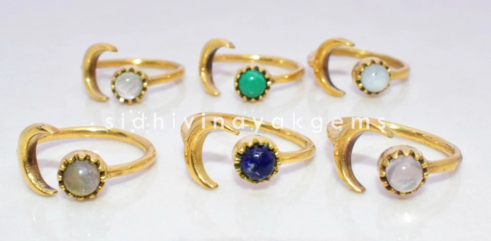 50 piezas. Lote Anillo Ajustable Latón Chapado en Oro 24K Multi Piedra Sol-Luna. SH-02 Foto 4 de 4