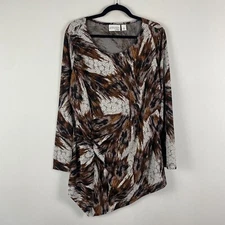 Attitudes By Renee Tunic Size XL Long Sleeve Scoop Neck Stretch Multicolor