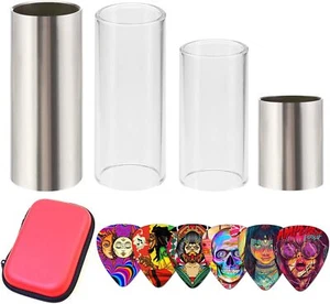 Guitar Slide, Set of 2 Glass Guitar Slide, 1 Steel Guitar Slide, 1 Guitar Slide  - Picture 1 of 3