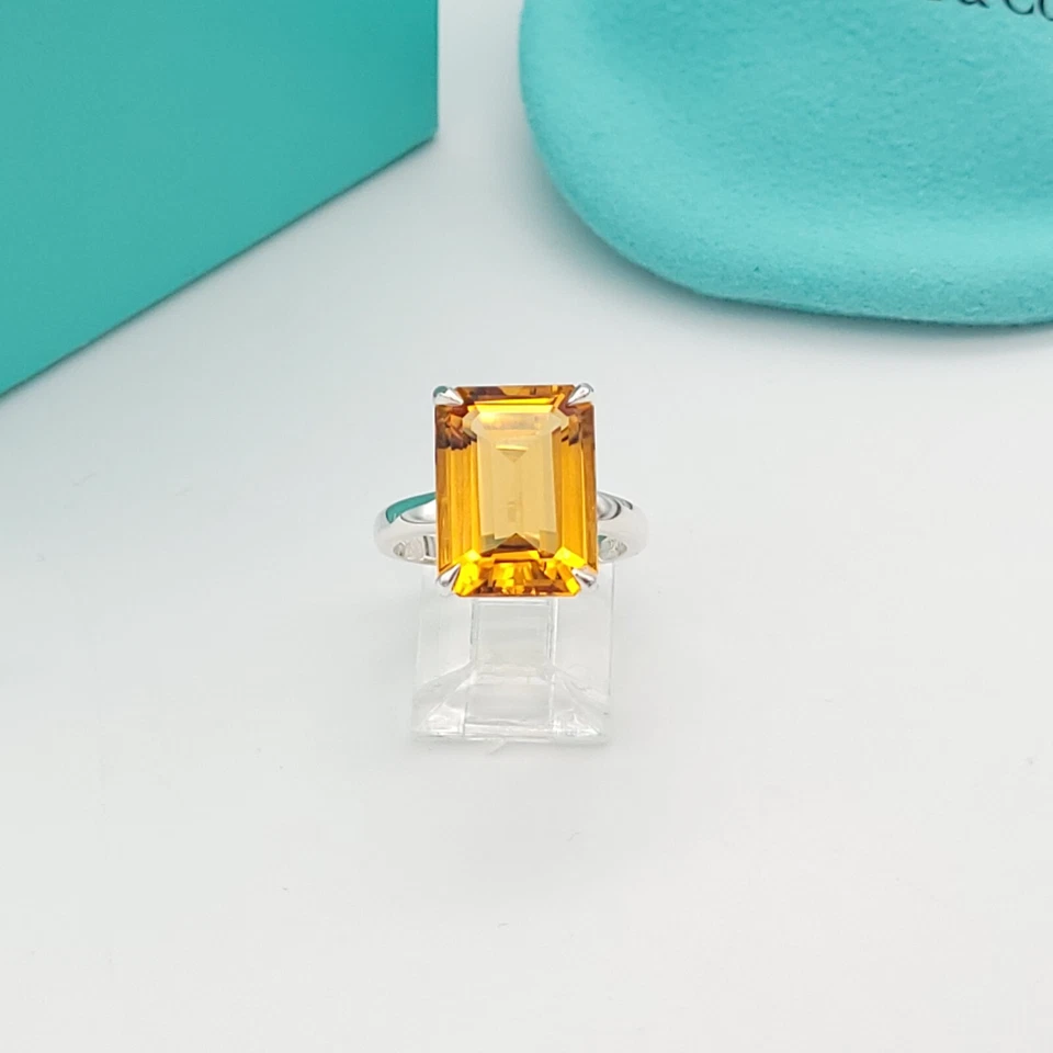 Tiffany & Co. Sparklers 9 карат цитрин кольцо в 925 пробы размер 8 мешок коробка - Изображение 3 из 4
