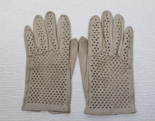 VINTAGE WOMEN'S BEIGE TAUPE BROWN LEATHER GLOVES - CUT-OUTS