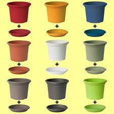 Blumentopf und Untersetzer 12 Größen 9 Farben Blumentöpfe Pflanztöpfe Kübel Topf