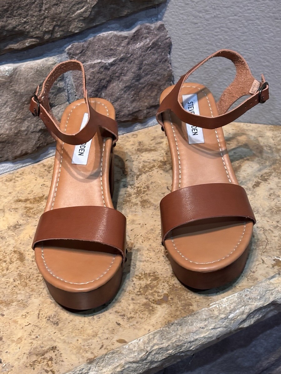 Steve Madden Luna Wooden Clog Ankle Strap Platform Y2K