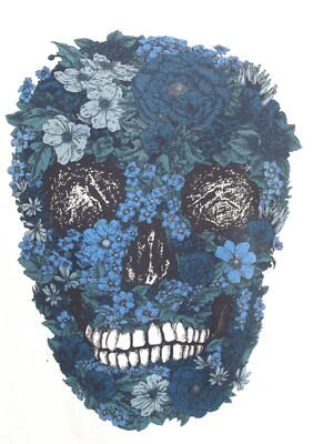 T-shirt Le Temps Des Cerises Tête De Mort Fleurs Blanc Taille 2XL - Neuf Avec étiquettes