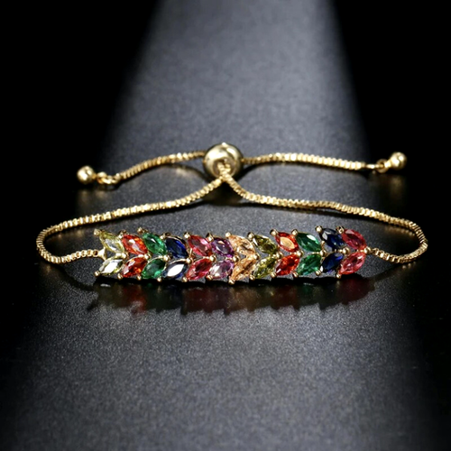 Brazalete Tenis Bolo Multicolor Chapado en Oro 18k Hecho con Piedras de Cristal Swarovski - Imagen 7 de 10