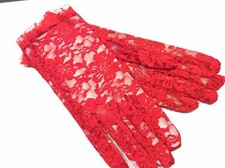 GUANTO DONNA PIZZO ELASTICO ROSSO CORTO CM 25