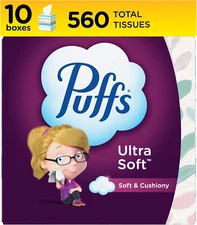 Puffs Ultra Soft Non-Lotion Tissues, 10 Cubes, 56 Tissues per Box