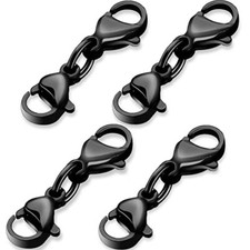 Double Lobster Clasp Extender Double Claw Connector Bracelet 0.98 Inch Black
