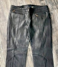 Just Cavalli Black Leather Rockstar Moto Biker Pants Women's Size 44 EUC