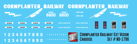 HO Scale - Cornplanter Railway Ext Vision Caboose Decals