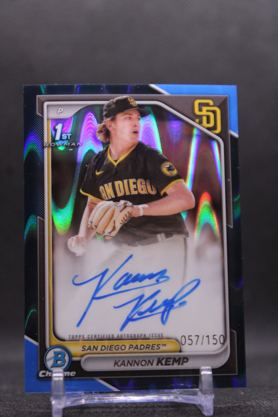 Kannon Kemp #CPA-KK 2024 Bowman Chrome Prospects Autographs Blue Raywave SN/150