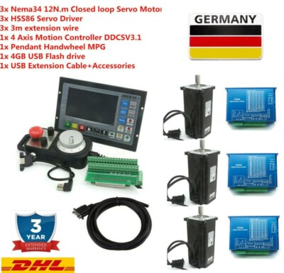 4 Achsen NEMA 34 12Nm close loop servo motor driver DDCSV3.1 CNC Controller Kit