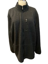 Croft & Barrow Full Zip Fleece Jacket Heather Black Size XL