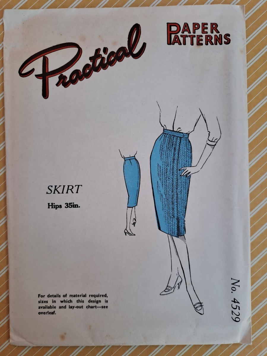 50s Practical Paper Sewing Dress Pattern Vintage Pencil Skirt Hips