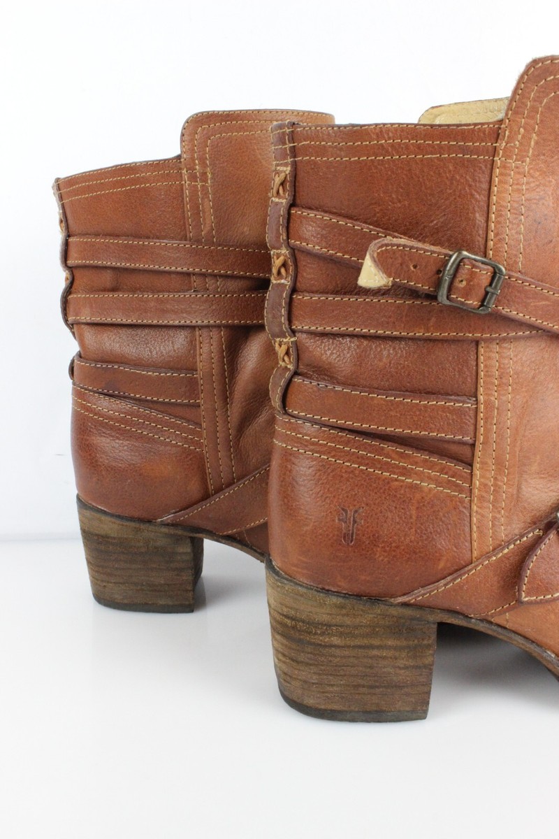 Bottines Frye En Cuir Marron Taille 38 - Brides Ajustables - Très Bon état Peu Portées
