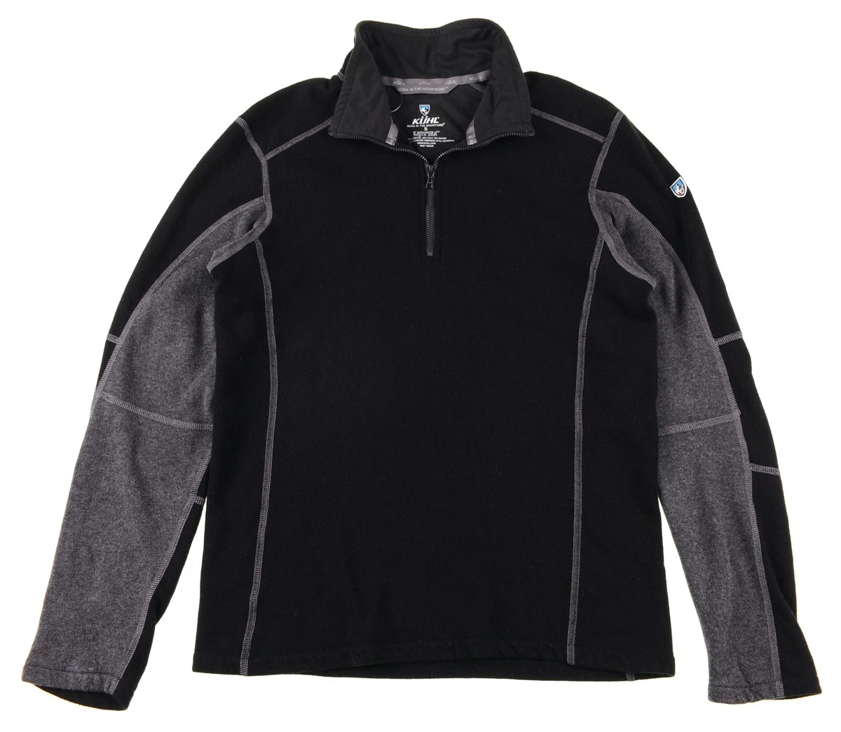 KUHL Kashmira Black Gray Fleece Lined 1 4 Zip Mock Neck Sweater Pullover S