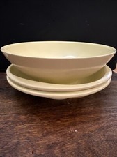 Vintage Boontonware Yellow One Serving Bowl, Two Large Salad Bowls, Made In USA