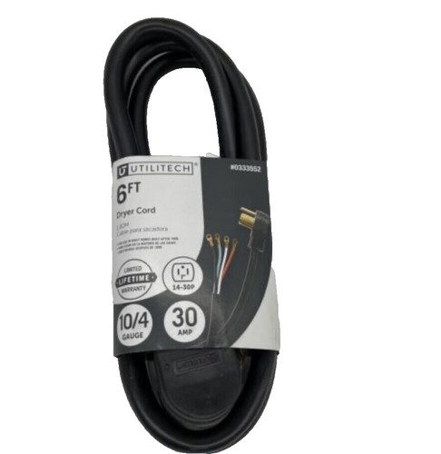 NEW UTILITECH 6FT 4-Wire/Prong Range Cord 6/2 & 8/2 Gauge 50 Amp