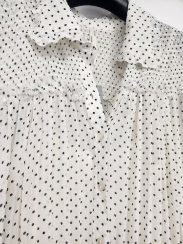 NWD Anthropologie Long-Sleeve Smocked Tiered Maxi Dress Sz LP Polka Dot #9F417 - Picture 7 of 15