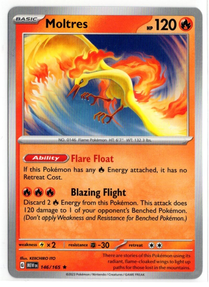 Pokemon Scarlet Violet 151 NON-HOLO 146/165 Moltres DECK EXCLUSIVE