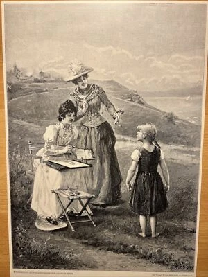 Antik Illustration 1893 Das ungeschickte Modell Holzschnitt Kunstdruck Gemälde - Bild 1 von 4