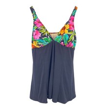 Slim Shaper swim dress size 18 Black tropical floral bust adjustable plus size c