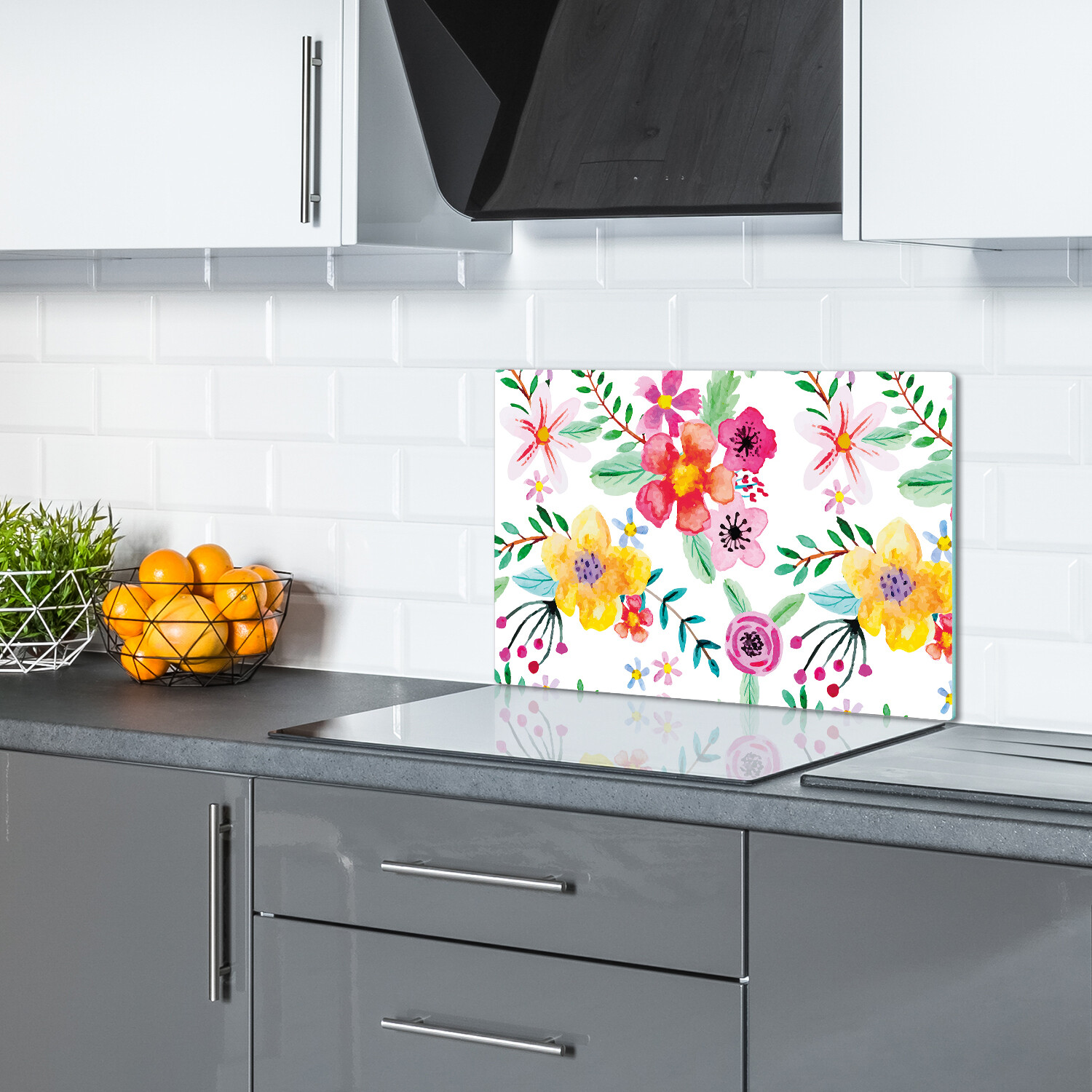 Tulup Planche De Cuisine En Verre 80x52 - Un Bouquet De Fleurs