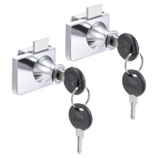 2pcs Glass Cabinet Door Lock for Hinged Glass Display Case Keyed