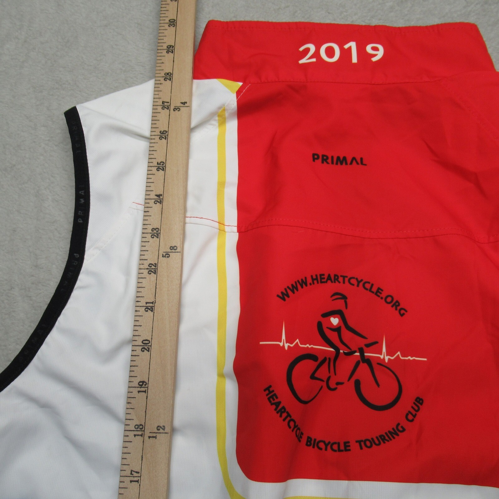 Primal Cycling Vest Unisex 3XL Red Happy Trail Heart Cycle Back Pockets Full Zip