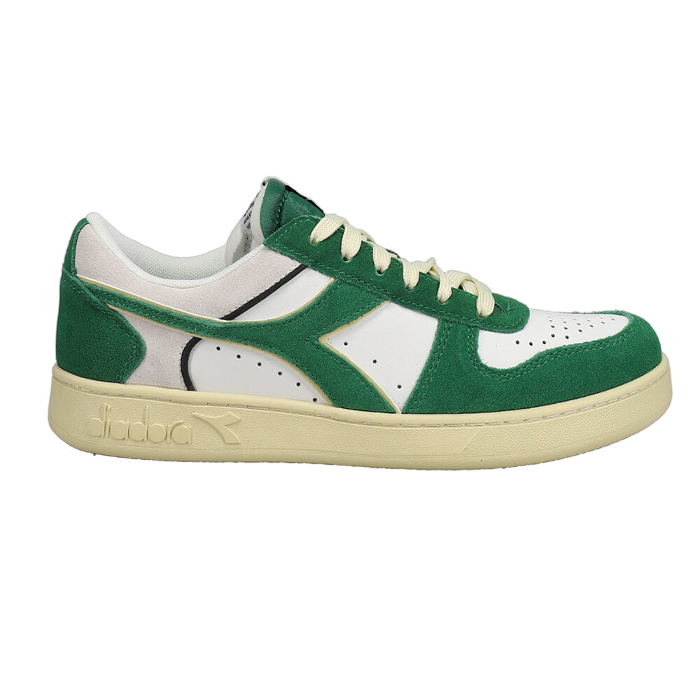 Diadora Magic Basket Low Suede Leather Lace Up  Mens Green, White Sneakers Casua