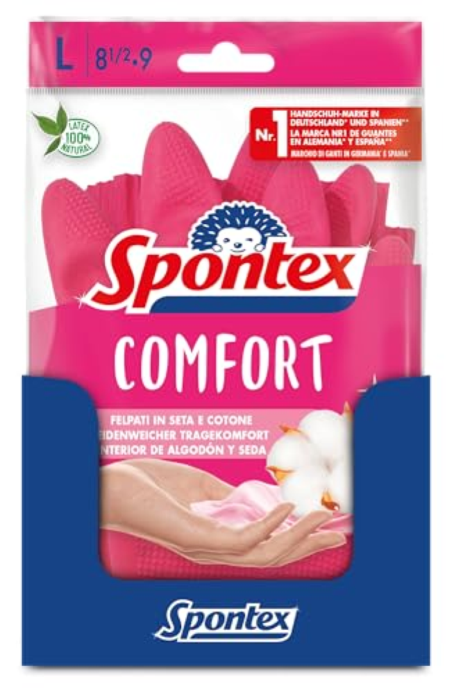 Spontex Comfort, guanti domestici per protezione e comfort ottimali, taglia L, 1