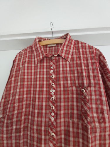 Landhaus Damenbluse Gr. 44 Tracht Langarm kariert Neu o. Etikett - Bild 2 von 6