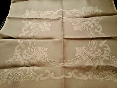4 Rose fleur scrolll double Damask etamine napkins ivory cream 20'' x 20 1/2''