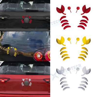 Gold/Silver 3D Crab Style Car Chrome Emblem Logo Sticker Universal for Vehicle
