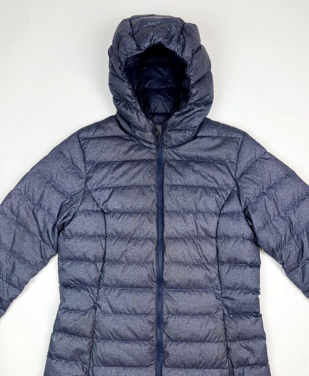 Eddie Bauer Women’s CirrusLite Down Hooded Parka Heathered Twilight Blue  MEDIUM