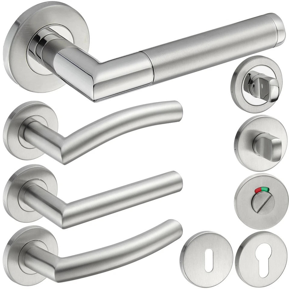 Türgriff Edelstahl Türgarnitur Türdrücker Türbeschlag Türklinke Innentür Bad WC - Bild 2 von 4