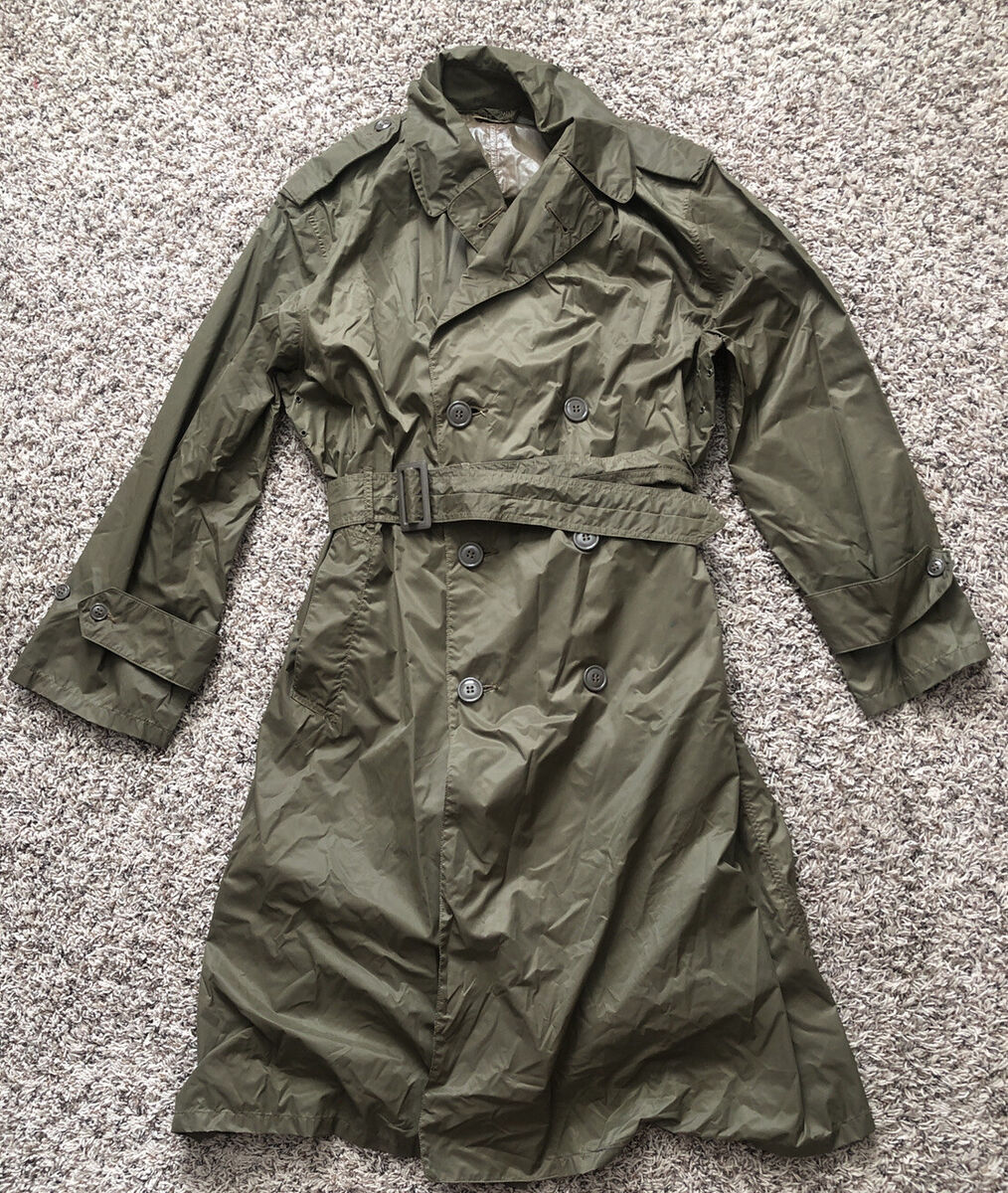VINTAGE 1950s U.S. Army Raincoat Coated Nylon Taupe Shade VINTAGE 1950s U.S. Army Raincoat Coated Nylon Taupe Shade