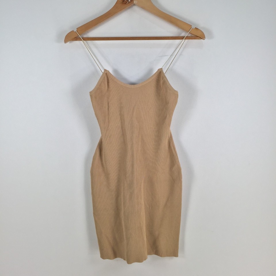 Mooloola womens bodycon mini dress size 6 camel brown stretch sleeveless 059185