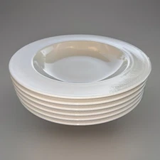 Villeroy & Boch Look Herringbone White Rim Cereal Bowl(s) 7 7/8” Set of 6 MINT