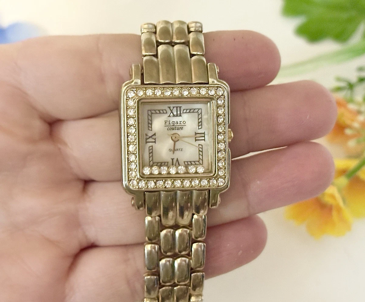 Figaro Couture Purple Rhinestone Flower Hinged Cuff Bracelet Watch 6253 Quartz Figaro Couture Wristwatches for sale | eBay main image 2