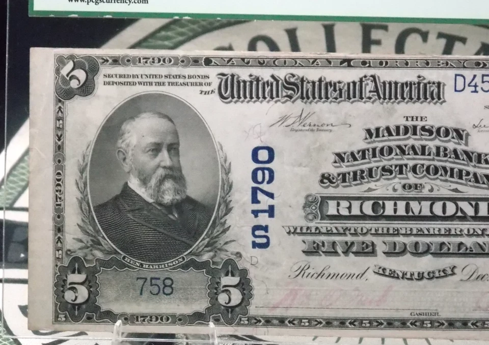 1902 $5 National Currency Bank Note *RICHMOND* KY Fr#601 PCGS XF40 CH#1790 ECC&C - Image 2 of 4
