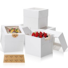 15Pcs Mini Cake Boxes, 6x6x6 Inches, Square Bakery Boxes, Window, Pastries