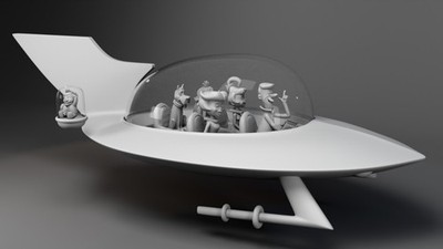 The Jetsons George Jane Judy Elroy Astro Roxie and 11'' Flying Car 3D Print 1:32
