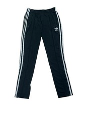 Adidas Originals Womens Track Pants Black White 3 Stripe Zip Pockets US S Tri