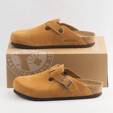 Birkenstock × Stussy Boston Caramel Suede Leather Clog Unisex Shoes Wide US 6-12