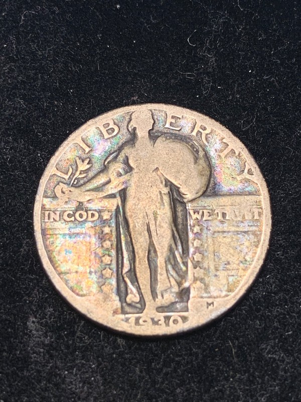 1930-P Silver Standing Liberty Quarter, Colorful Rainbow Toning