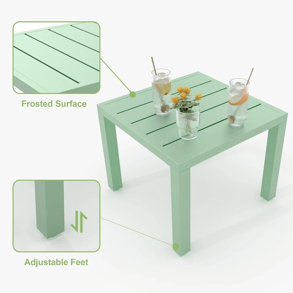 3-Piece Iron Patio Bistro Set–2 Chairs & 1Table, Balcony Furniture ,Light Green - Image 4 of 4